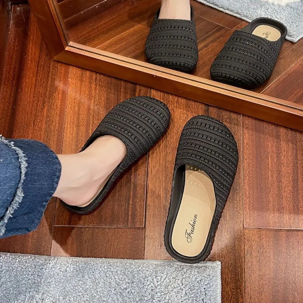 Atmungsaktive Baotou-Halbhausschuhe, leichte, hohle, atmungsaktive Sandalen, rutschfeste, vielseitig einsetzbare Hausschuhe mit flachem Boden, für den Sommer – Detail 8