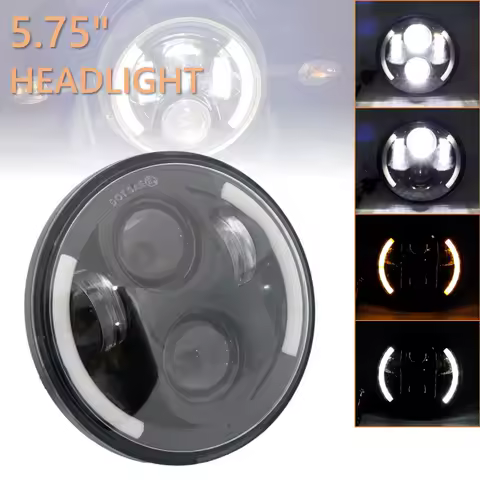 5.75 Inch Black Halo Angel Eyes LED Headlight For Harley Sportster 1200 883 Street 500 750 5-3/4" Projector Round Headlamp