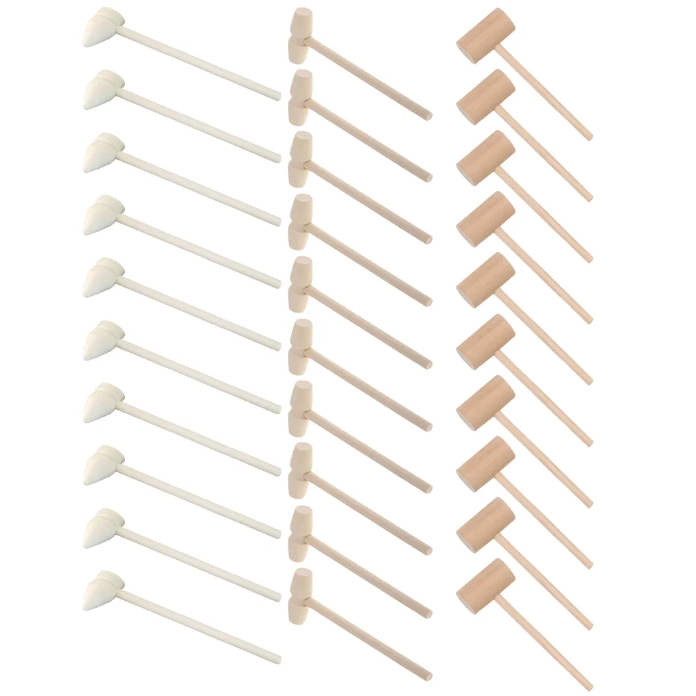 30 PCS Jewelry Making Crafts Mallet Mini Rubber Hammer Natural Wooden Little Cake Mallets