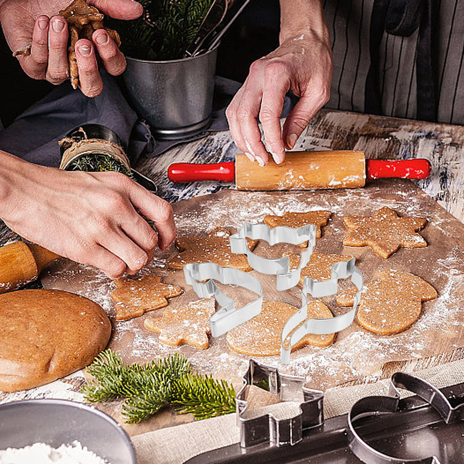 

6Pcs Cat Cookie Cutters Stainless Steel Baking Molds Creative DIY Holiday Cookies Metal Cookie Cutter Biscuits Cutter Mold