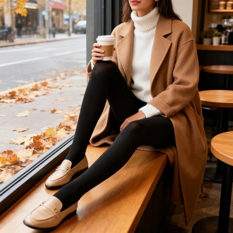 Black Tights for Women Autumn Winter Thin Sexy Invisible Pantyhose High Waist Anti-Snag Run-Resist Stockings for Daily Wear