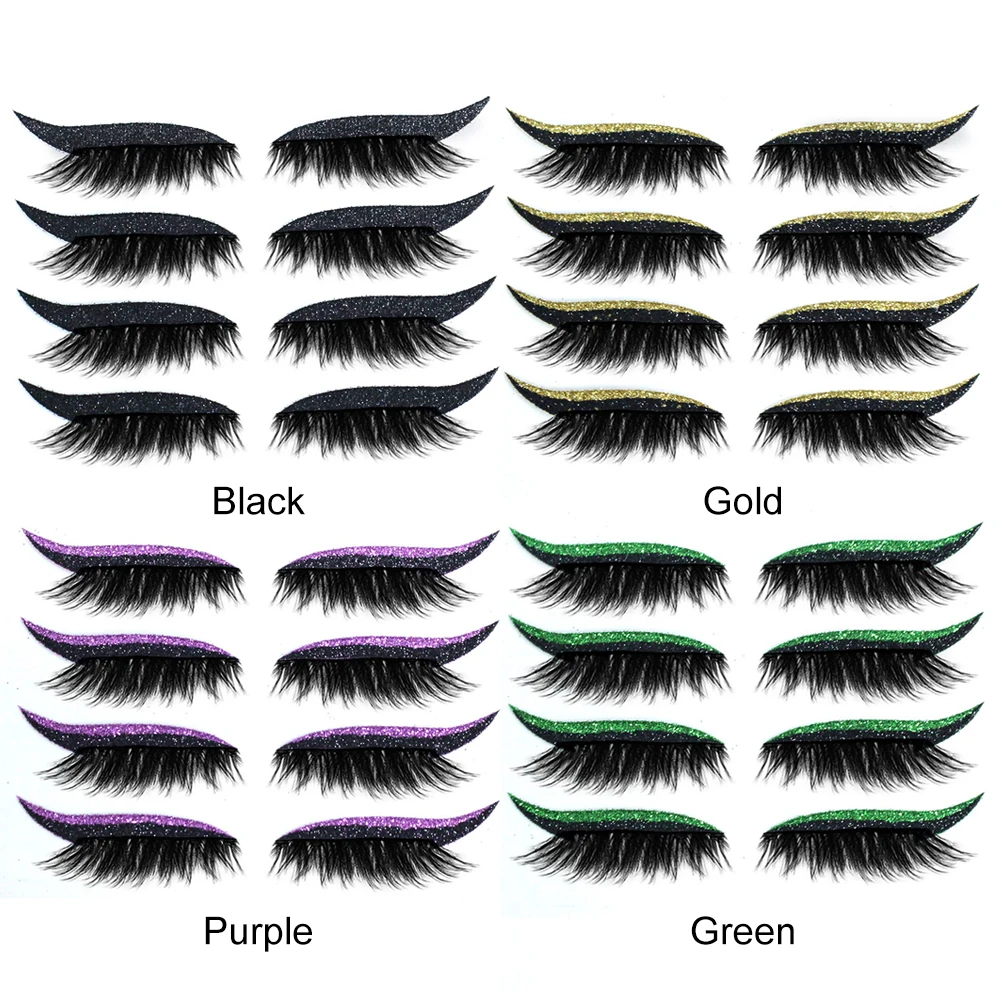 4 paar Lazy Eye Shadow Eyelash Patch Zelfklevende eyeliner oogschaduwstickers Herbruikbare instant oogschaduwstickers Make-uptool