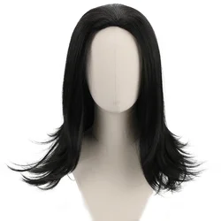 ACAG-Peluca de pelo sintético para hombre, cabellera larga y recta de color negro para Cosplay, disfraz de fiesta, película de cómic de Halloween, Loki, Thor, Soldado de invierno