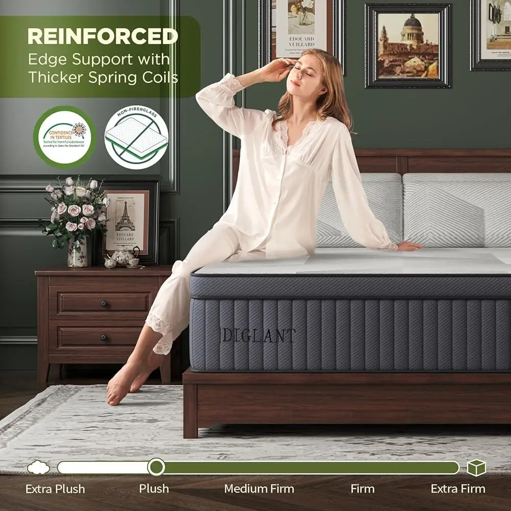 14 Polegada euro superior híbrido colchão de espuma memória bolso primavera alívio pressão pelúcia superfície dormir conforto apoio sono repojado