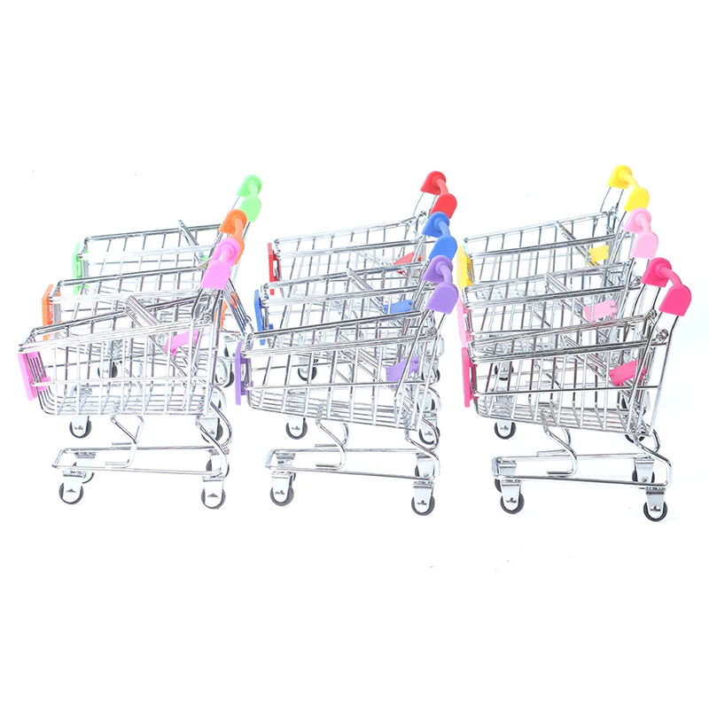 1 Pcs Dollhouse Miniature Shopping Cart Supermarket Handcart Shopping Cart Model Furniture Accessories For Doll House Decor Toys