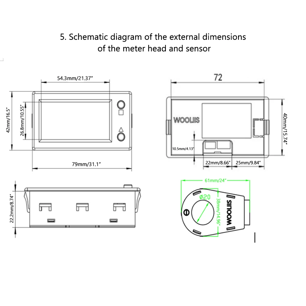 DC 300V 400A 200A 100A 50A LCD Pin Màn Hình Kỹ Thuật Số Khuếch Dung Lượng Pin Coulometer Điện Watt Giờ cảm Biến Hall