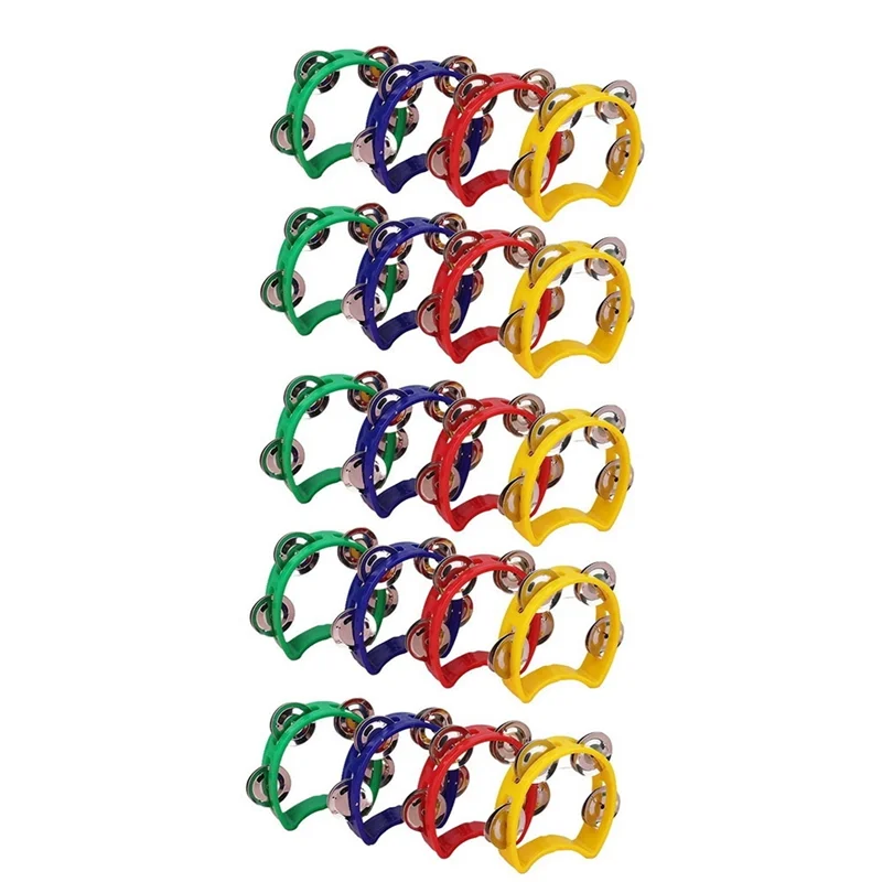 Innovative! 20Pcs Plastic Tambourine Musical Instruments, Mini Handheld Tambourines,Percussion Rhythm Party Musical Instruments