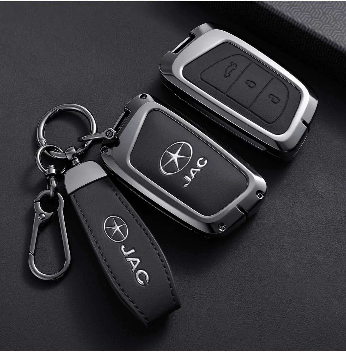 Car Accessories Zinc Alloy Leather Key Case For JAC JIAYUE J7 A5 X4 X7 IC5 IEV7S S3 Cover Holder Chain Shell Fob Key Protective