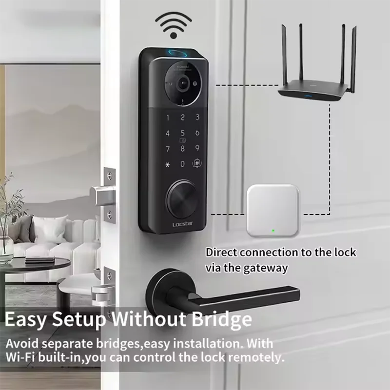 IP65 Waterproof Camera intercom Smart deadbolt door lock TTlock tuya wifi Fingerprint Code Alexa Google home Digital door lock