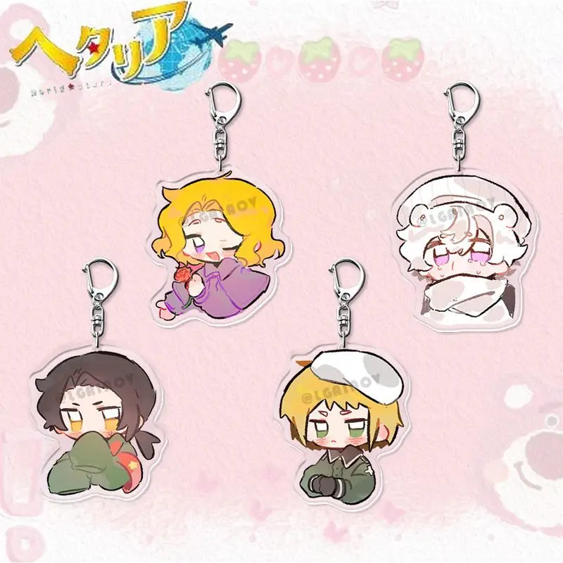 LLavero de Anime Axis Powers Hetalia, llavero acrílico Arthur para hombre, llavero de Ivan, colgante de bolso bonito para mujer, adorno Kawaii, regalo para Amiga