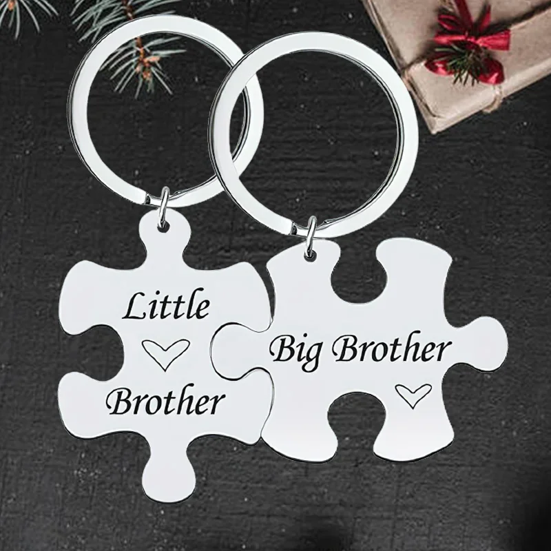 

Cute 2PCs Brother Gift Keychain Pendant Little Brother Big Brother Key Chains Keyrings Puzzle Piece Set Gifts