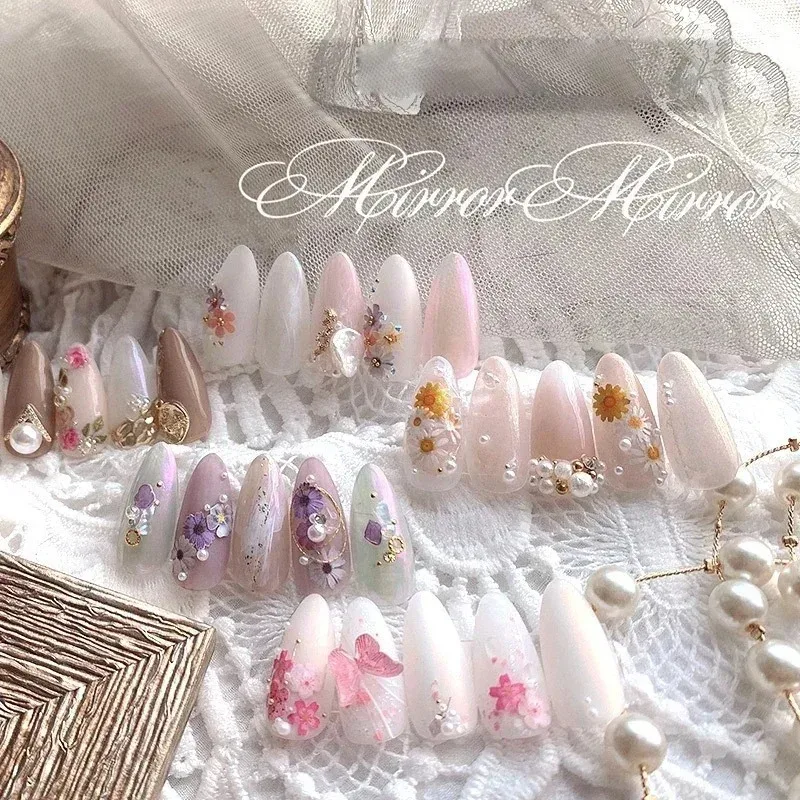 1/4/6/9 قطعة مسمار زهرة رقيقة جدا لب الخشب التصحيح اللون مختلط الديكور الصغيرة ديزي روز مسمار الفن اكسسوارات DIY بها بنفسك