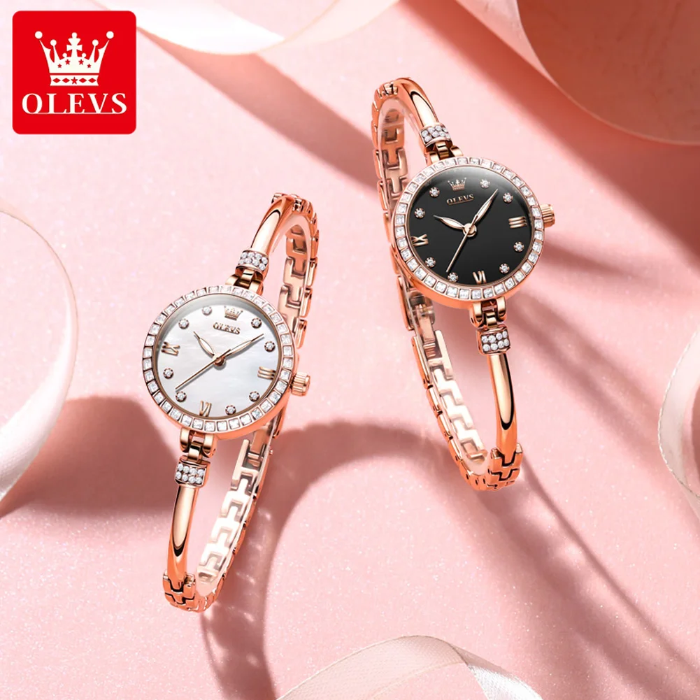 OLEVS New Diamond Quartz Watch for Women Stainless Steel Waterproof Fashion Bracelet Womens Watches Top Brand Luxury Wristwatch