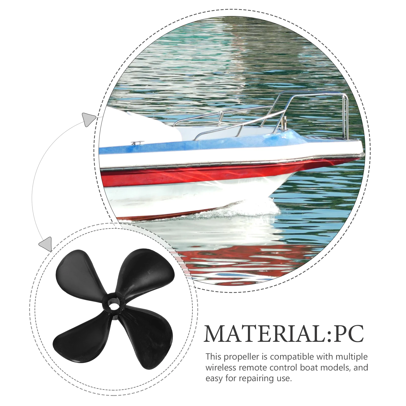 

1 Pair 4 Blade 60mm Boat PC Compatible Repair Easy Install Small Boat Props Accessories Remote Control Toy