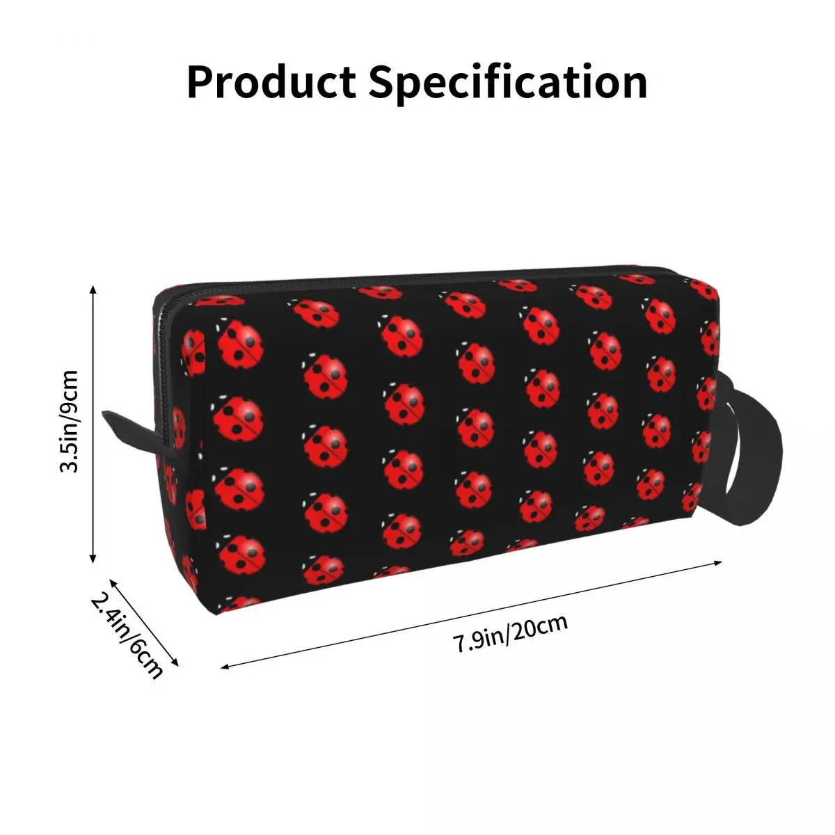 Black Ladybug Pattern Socks Makeup Bag Cosmetic Organizer Storage Dopp Kit Toiletry Cosmetic Bag for Women Beauty Pencil Case