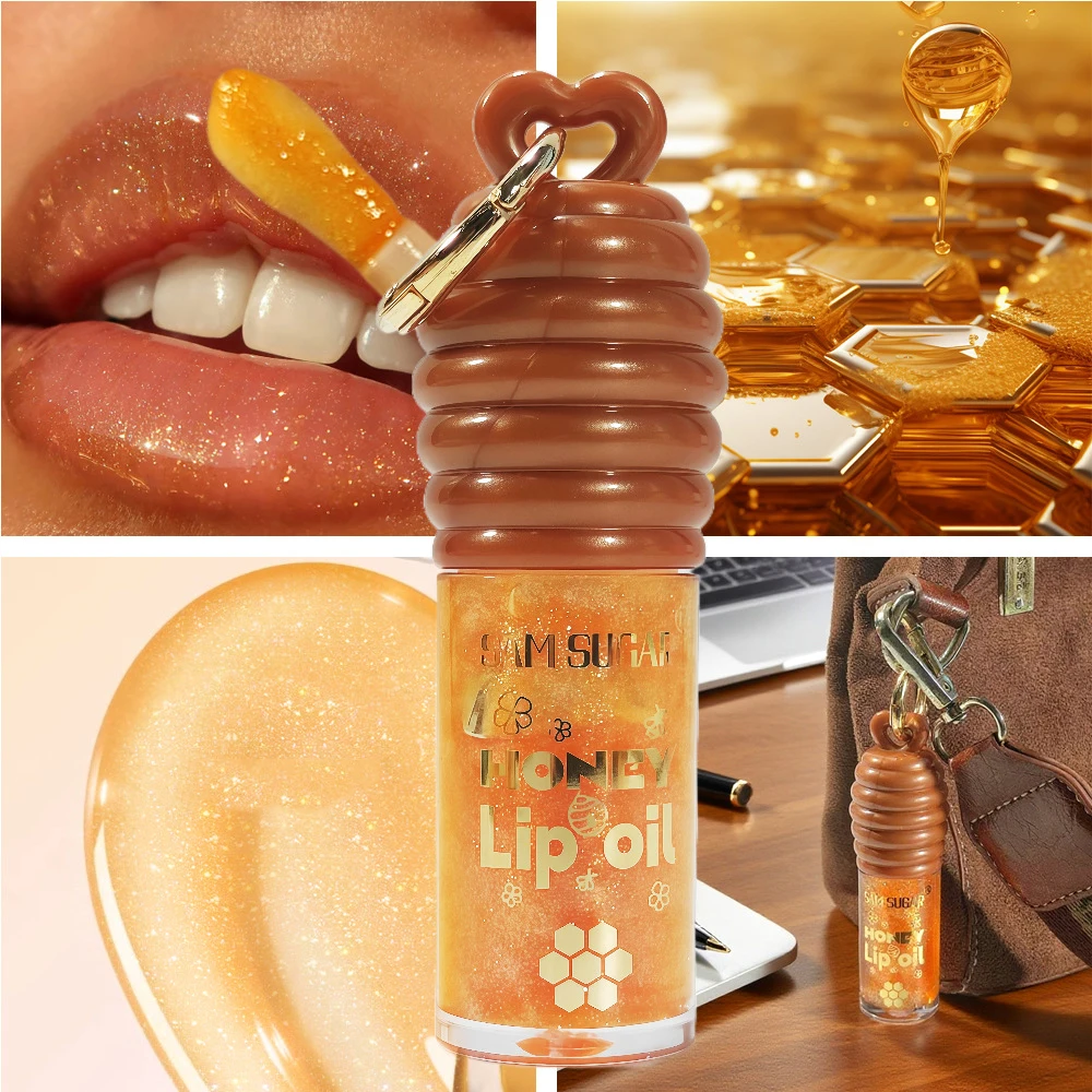 SAM SUGAR-aceite labial de esencia de miel de 2 colores, humedad duradera, reduce las líneas de los labios, brillo de labios hidratante transparente