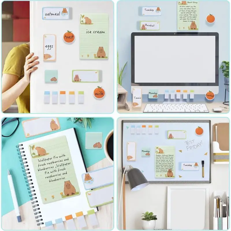 

Capybara Sticky Notes Set Cartoon Adhesive Note Pads Sticky Markers Daily Reminders Sticky Notes For Textbooks And Diary