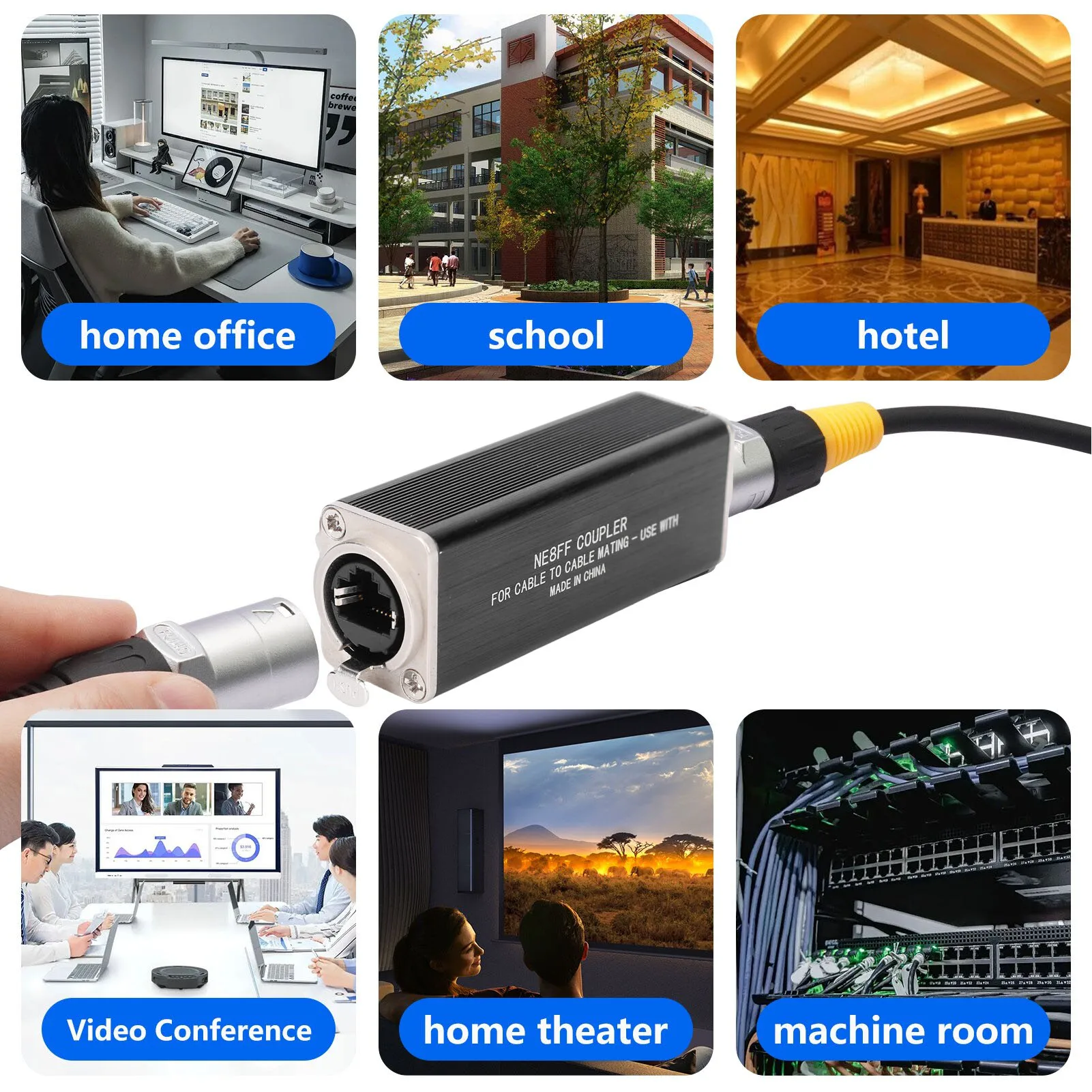 

Соединитель RJ45, позолоченный, водонепроницаемый, IP68, разъем Ethernet «мама-мама» для кабеля локальной сети Cat5 Cat5e Cat6 Cat7 Cat8