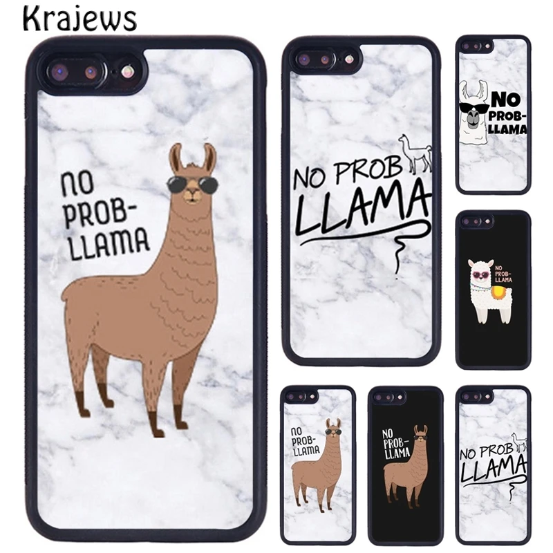 Krajews No Prob-llama Lama Marble Soft Phone Cases For iPhone 16 15 14 plus 11 12 mini 13 Pro XR XS Max cover coque