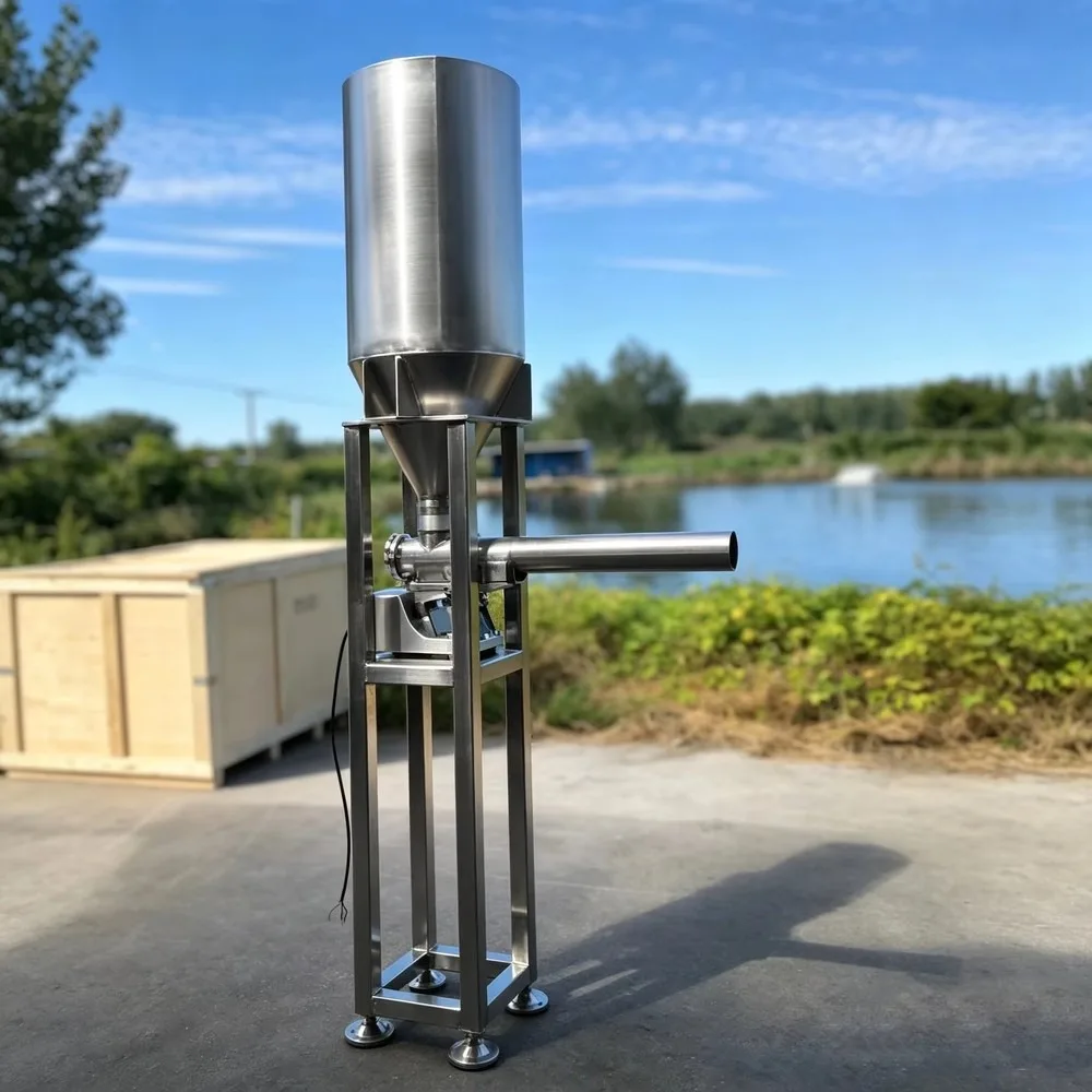 Stainless Steel Electric Vibrating Feeder Tall Stand Slim Type With Hopper For Industrial Automatic Feeding