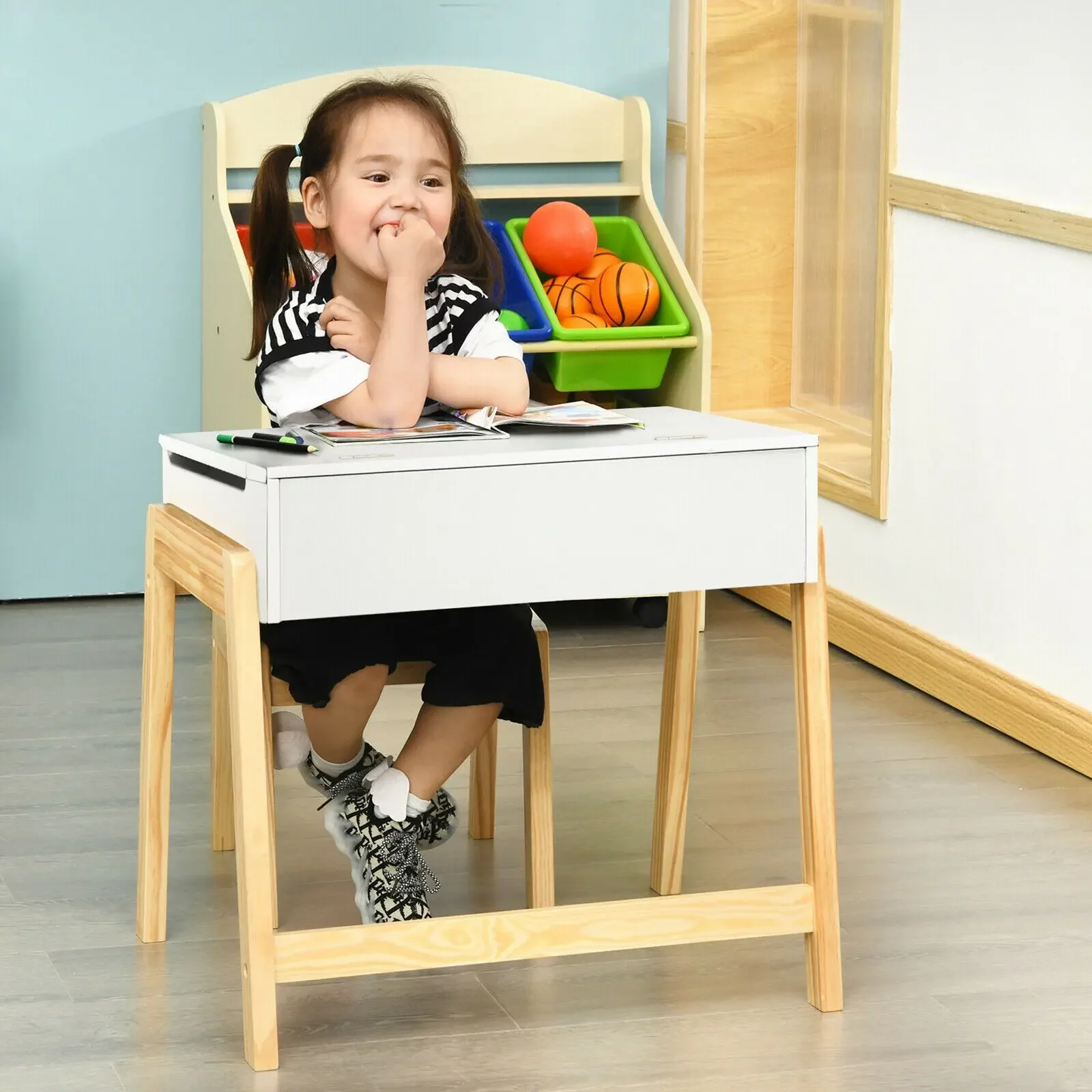 Mesa de atividades múltiplas com cadeira, mesa de arte infantil, cadeiras de mesa de madeira para crianças pré-escolares, conjunto de móveis para quarto