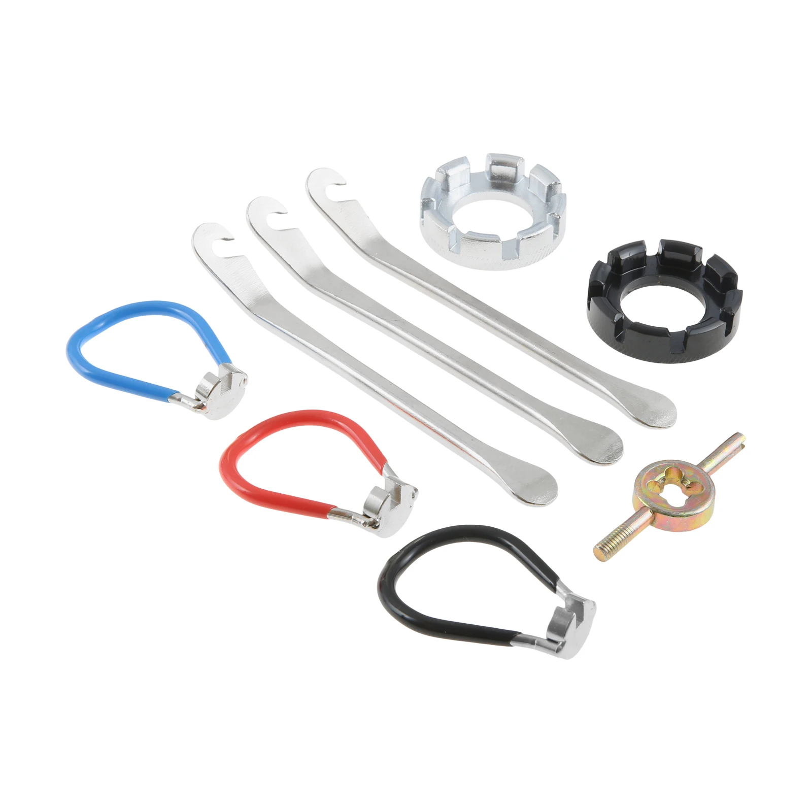 9Pcs Bike Spoke Wrench Tool Kit Bicycle Tire Levers Rim Truing Repair Tool Set Spoke Wrench with Rubber Handle Adjustment Repair