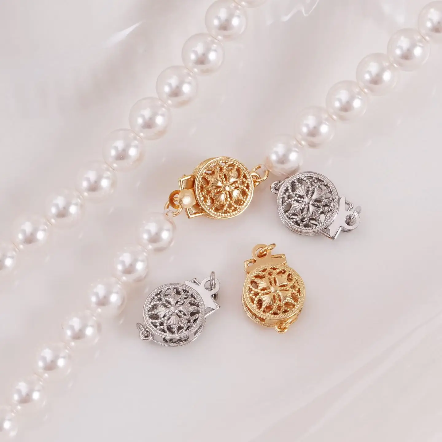 

S925 Sterling Silver Necklace Bracelet Clasps and Hooks Jewelry Accessory Parts Settings Fittings for 6-9mm Pearls 3pcs/lot