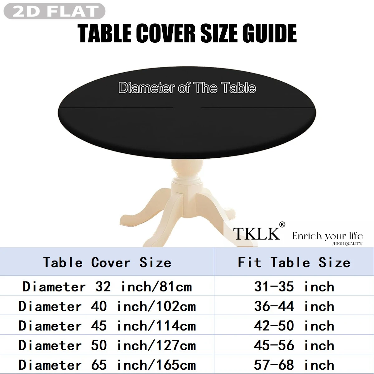 2D FLAT 1pc Custom Round Spandex Table Cover- Personalized with Photo, Text & Logo