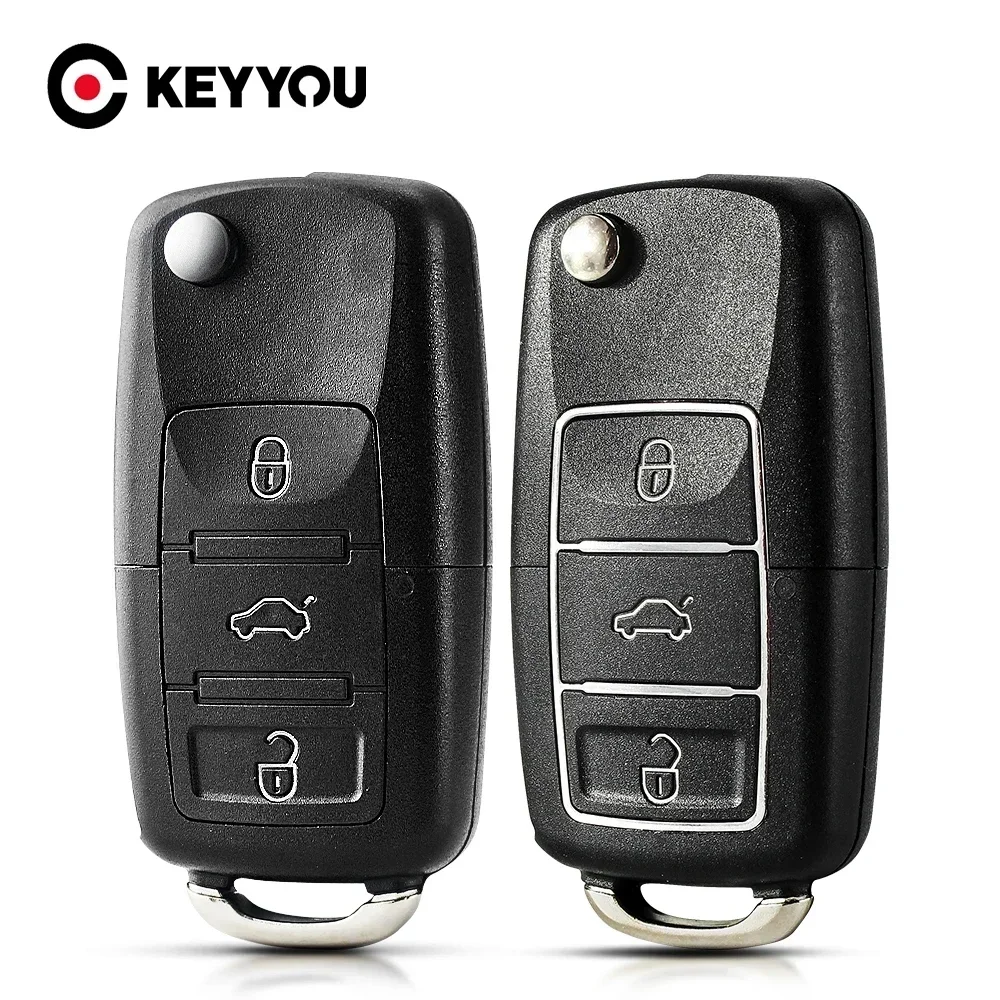 

KEYYOU 3PCS For VW Volkswagen MK4 Bora Golf 4 5 6 Passat Polo Bora Touran No Blade Remote Car Key Flip Shell Case