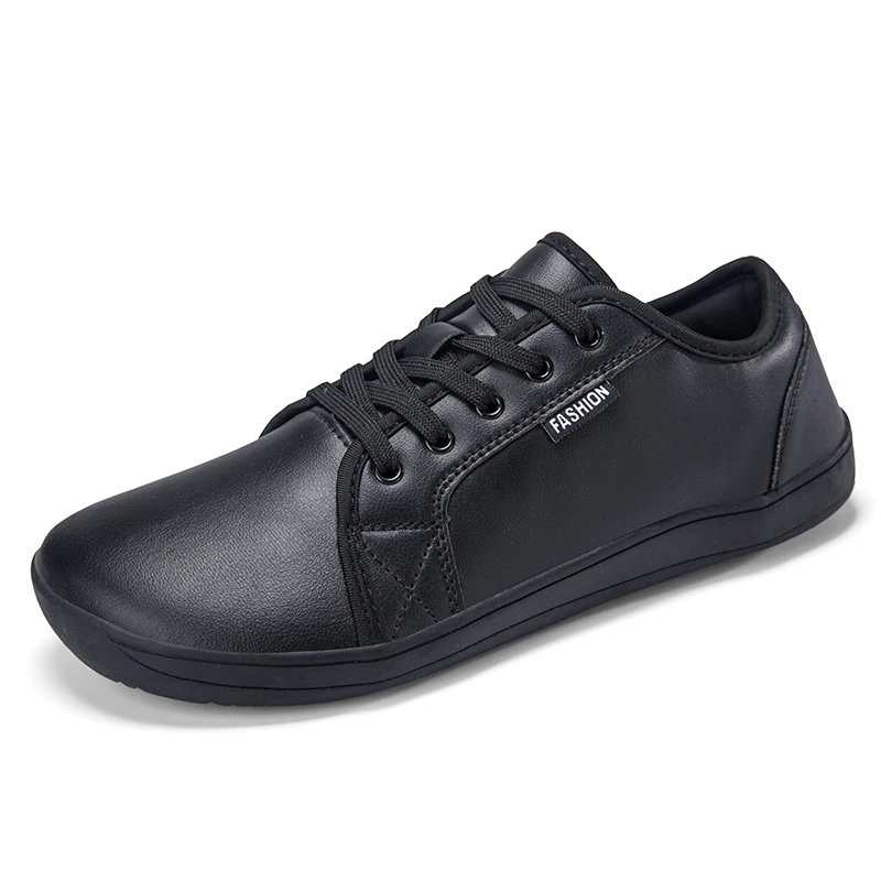 Zapatos minimalistas para hombre y mujer, zapatillas descalzas de punta ancha sin cordones, de cuero, a la moda, para caminar al aire libre