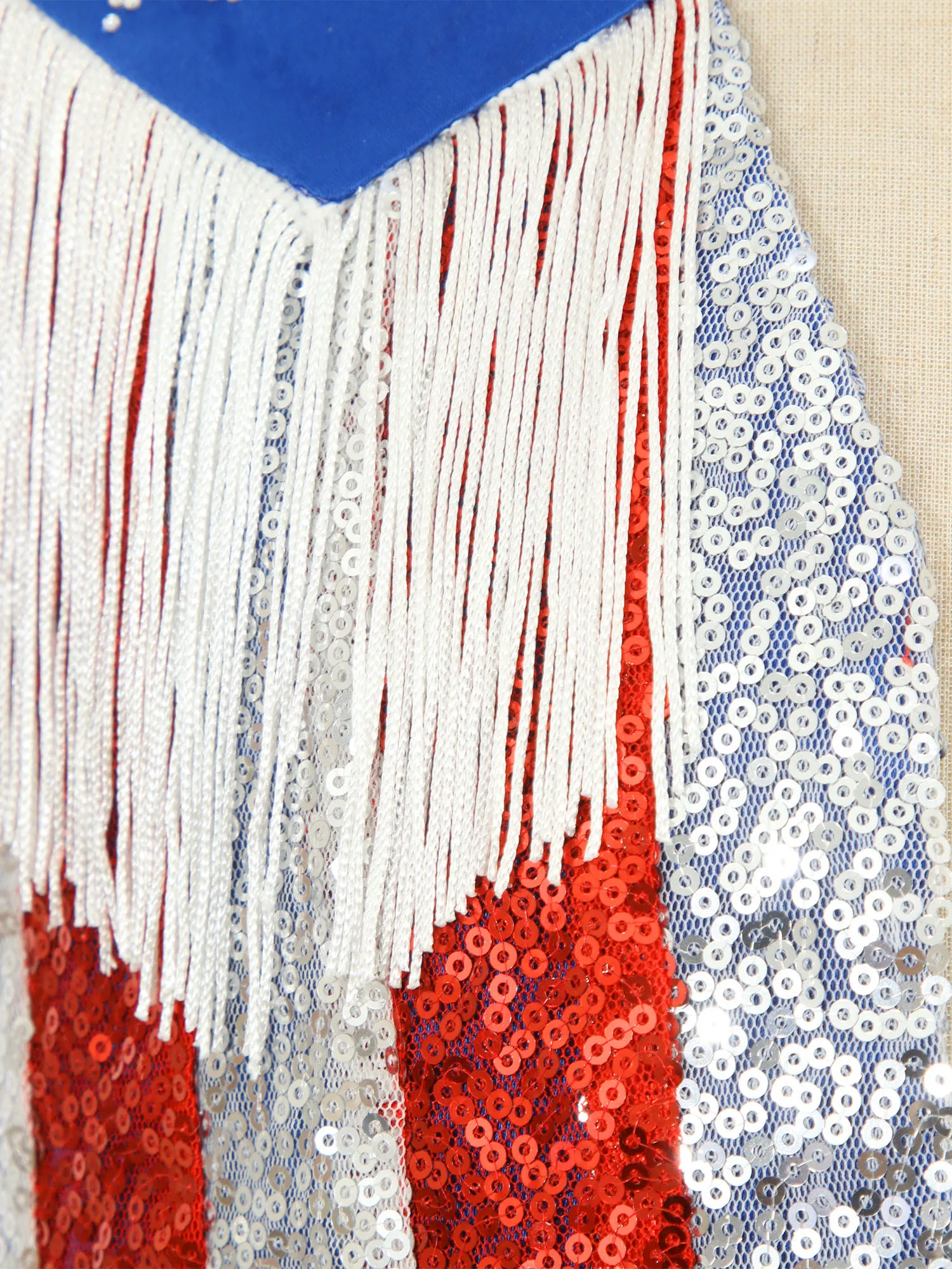 

Boys Girls Shiny Sequins Vest July 4th Independence Day Themed Party Costume Glitter Stars Tassel Waistcoat Open Front Tank Top