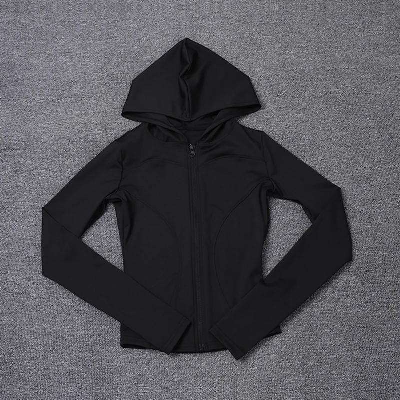 Hooded Sport Jacket Women Plus Size Quick-Dry Sports Coaching Jacket Seamless Zip Up Sleeve Sports Jacket
