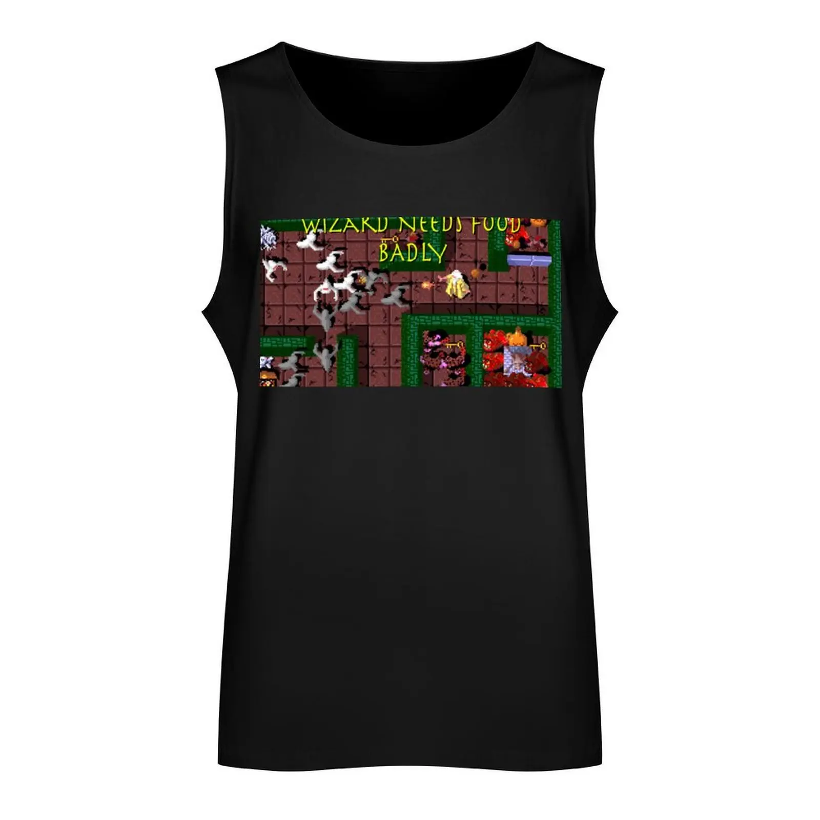 Wizard Needs Food Badly - Gauntlet - Arcade Tank Top Men's gym articles gym clothing men Vest