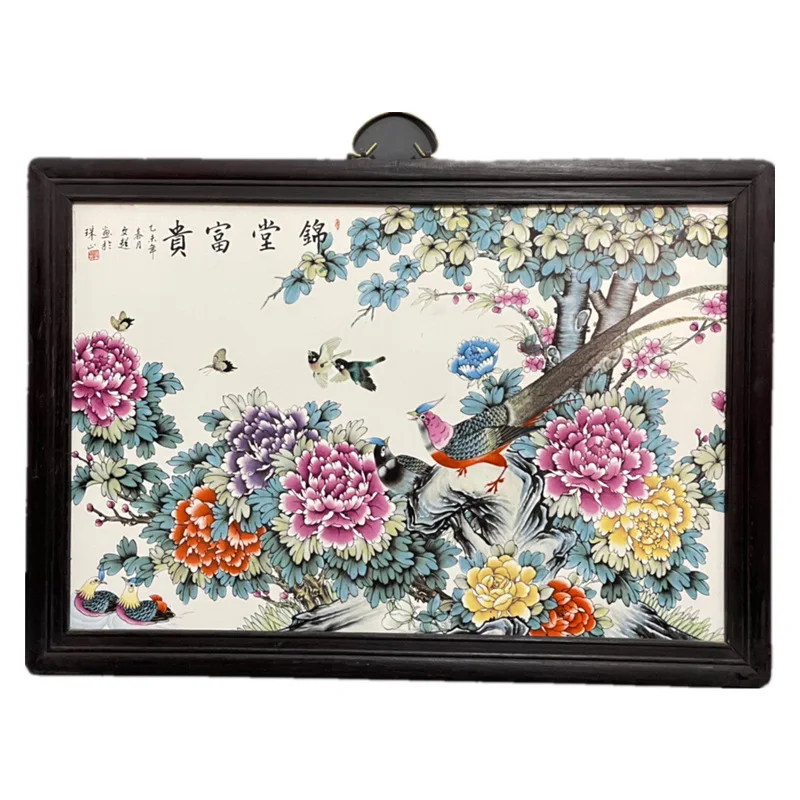 

Hot Selling Antique Jingdezhen Ceramic Crafts Handmade Flowers and Birds Classical Jintang Rich Backflow Porcelain Board Paintin