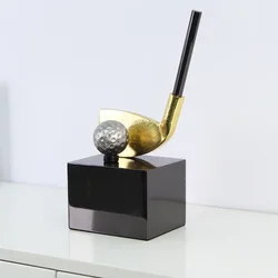 Metal Handicraft Simulated Golf Ball Golden Athlete Sculpture Golf Trophy Metal Figurine Home Decoration Accessories