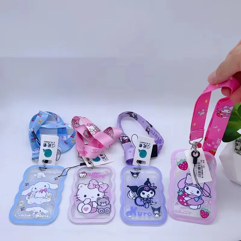 20 stücke Sanrio Cartoon transparente Karten halter Anime Kuromi Hallo Kitty pp ID-Karte Student mit Lanyard-Karte Lagerung liefert Geschenk