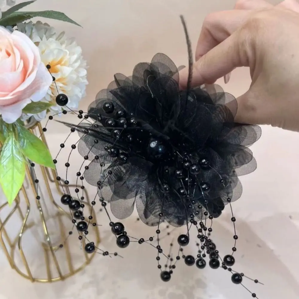 Clip de agarre de flor de peonía para mujer, accesorios para el cabello con borlas, Clip de tiburón de plástico