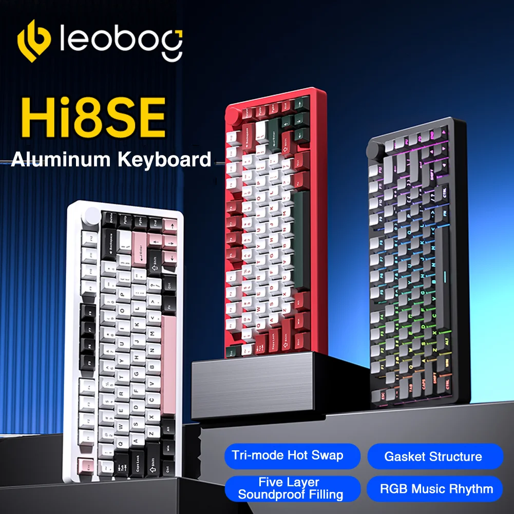 

LEOBOG Hi8 SE 75% Custom Wireless Aluminum Mechanical Gaming Keyboard 3/5 Pins Hot Swap RGB Backlit Gasket Mount Aluminum Case