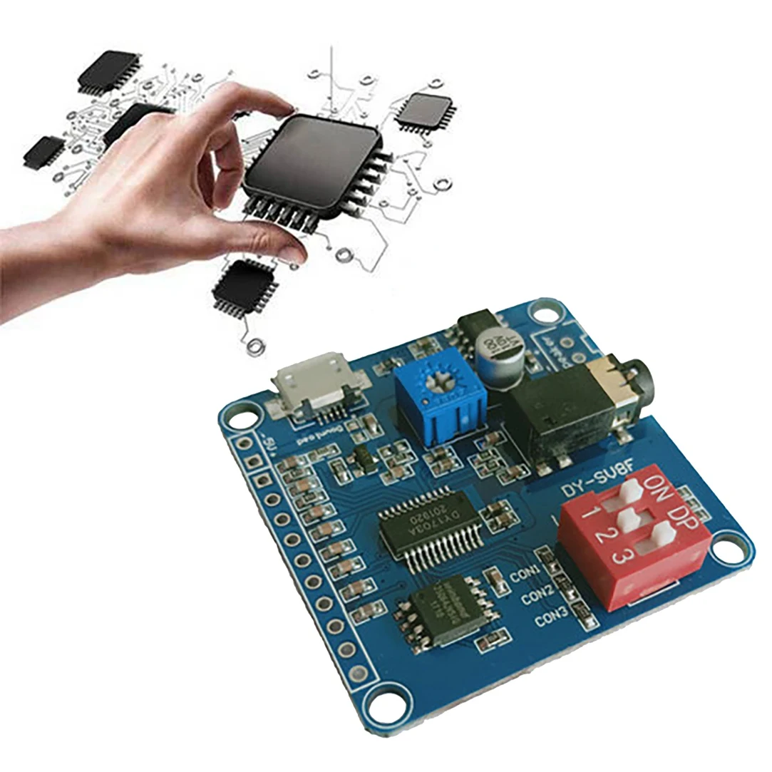 ABZZ-DY-SV8F وحدة تشغيل الصوت مشغل MP3 UART I/O الزناد مكبر للصوت فئة D 5 واط 8 متر تخزين فلاش SD/TF بطاقة لاردوينو