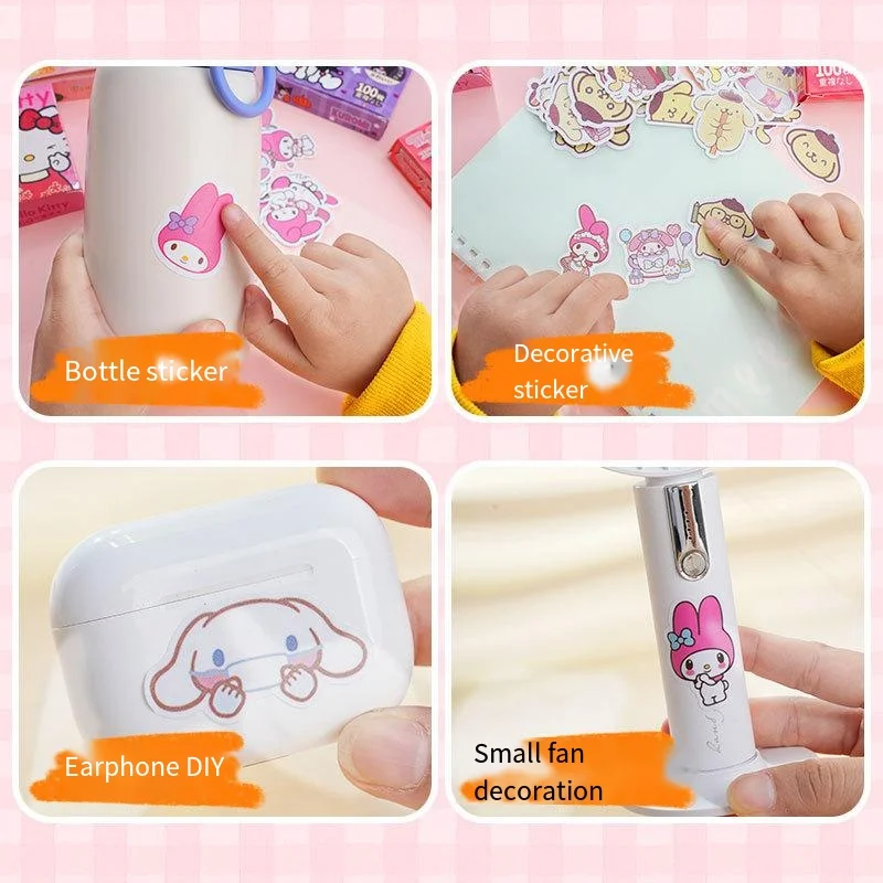 Imagem -05 - Sanrio Kawaii Adesivos para Crianças Hello Kitty Kuromi Cinnamoroll Adesivo Pochacco Faça Você Mesmo Laptop Telefone Diário Cute Cartoon 60 Pcs 100 Pcs