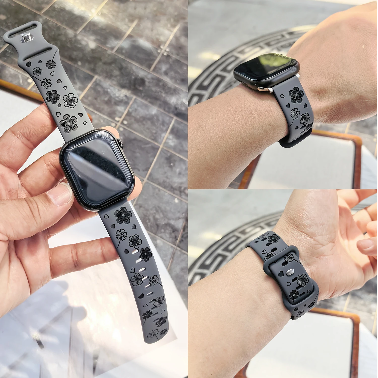 Flower Dual Color Carved Silicone Strap for Xiaomi 8/9/10 Pro Personalized Sports Strap for Redmi Watch 6 5 4 universal 20mm