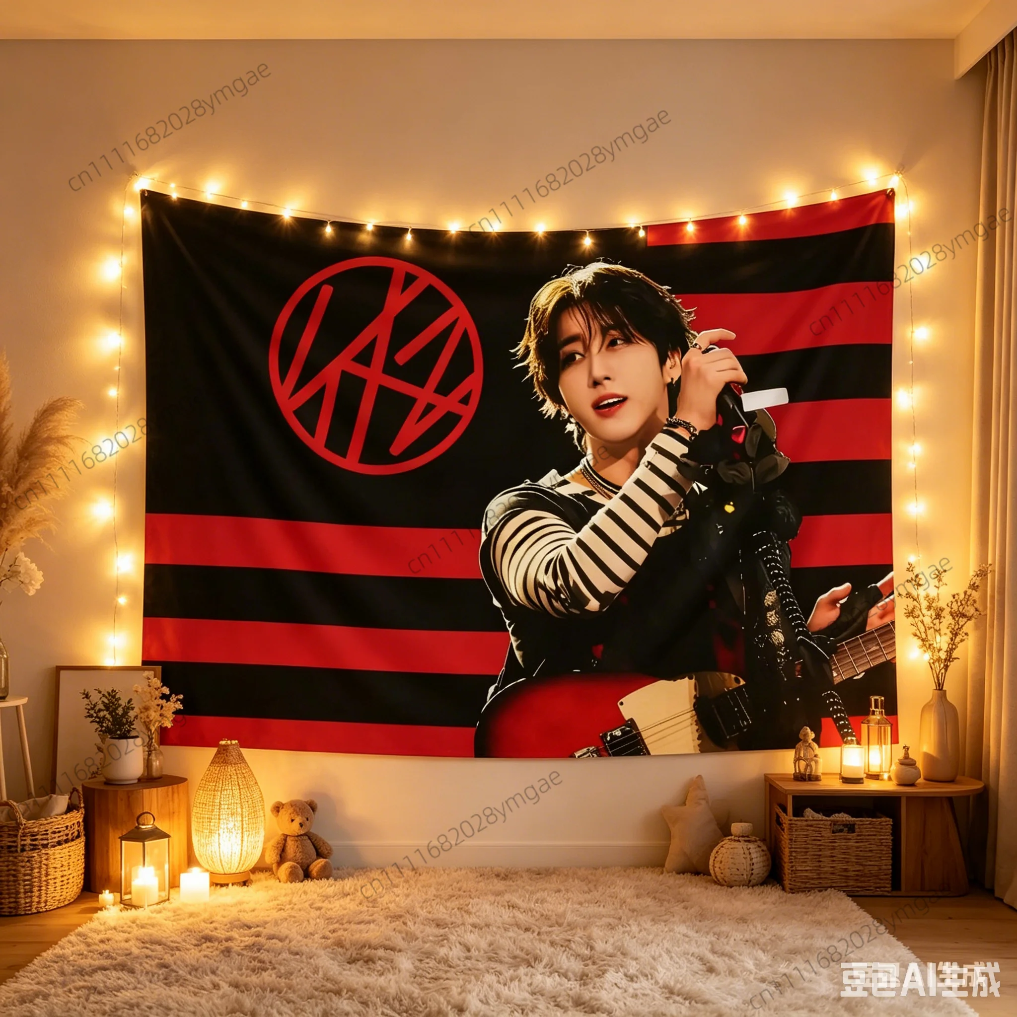 Aesthetic Poster Wall Tapestry SKZHan American Flags Wall Banner Bedroom Dormitory Background Cloth Kpop Idol Fans Home Decor