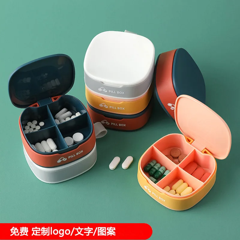 Medicine Box Portable Sub-packed Small Mini Medicine Box 7-day Small Box Sub-packed Pill Box Storage  Storage Containers
