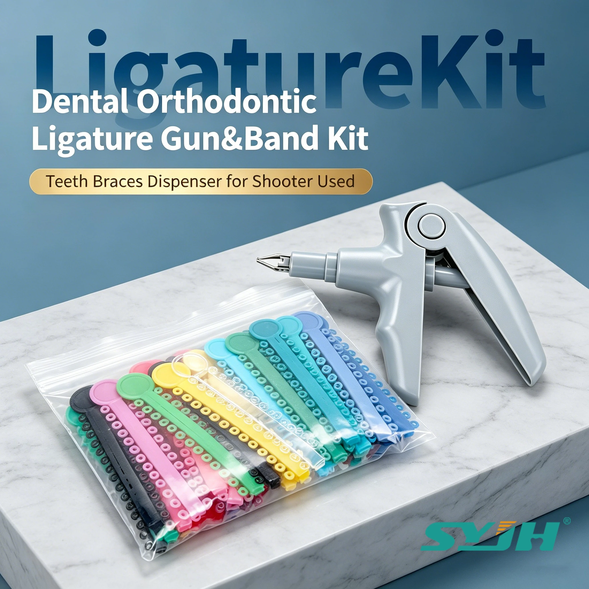 

Dental Orthodontic Ligature Tie Gun & Multi-color High Elastic Ligature Rings Kit Durable Ortho Instruments for Clinic Dentistry
