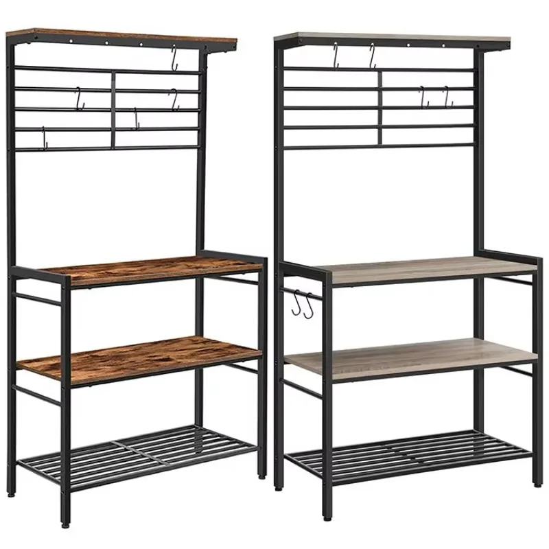 

#c Industrial Style Kitchen Baker's Rack for Microwave Oven Organizer, Coffee Station Storage Stand, Garden Balcony Plant Shelf