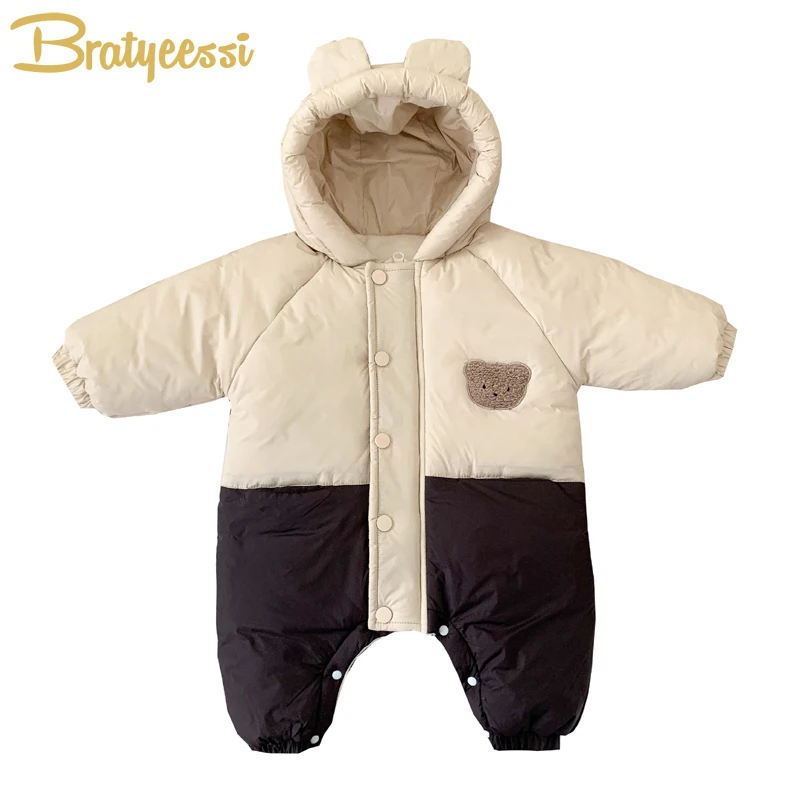 

Bear Baby Winter Jumpsuit Korean Cotton-padded Fleece Toddler Romper Girls Boys Clothes Hooded Thicken Kids Onesie Infant Outfit