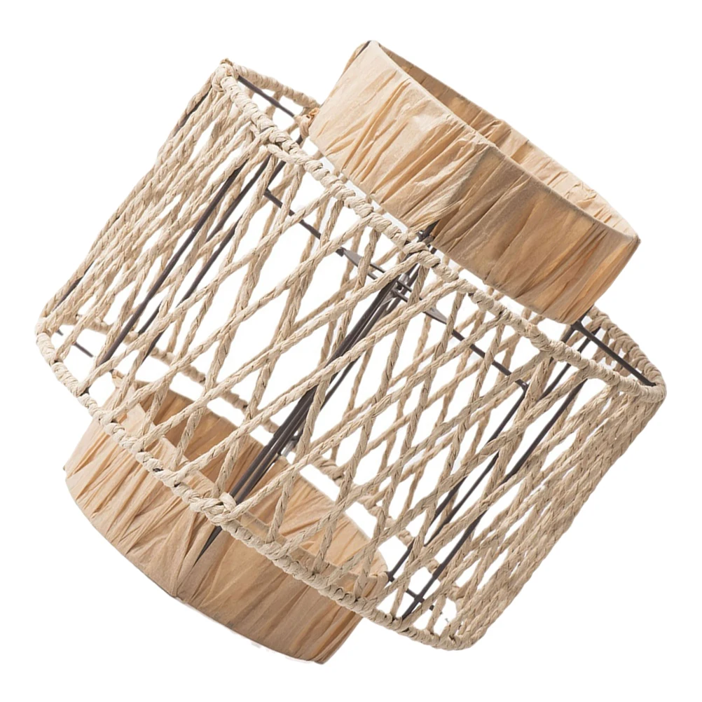 

Woven Paper Rope Lampshade H crafted Beige Pendant Light Cover Hanging Shades for Ch eliers Farmhouse Vintage Decor