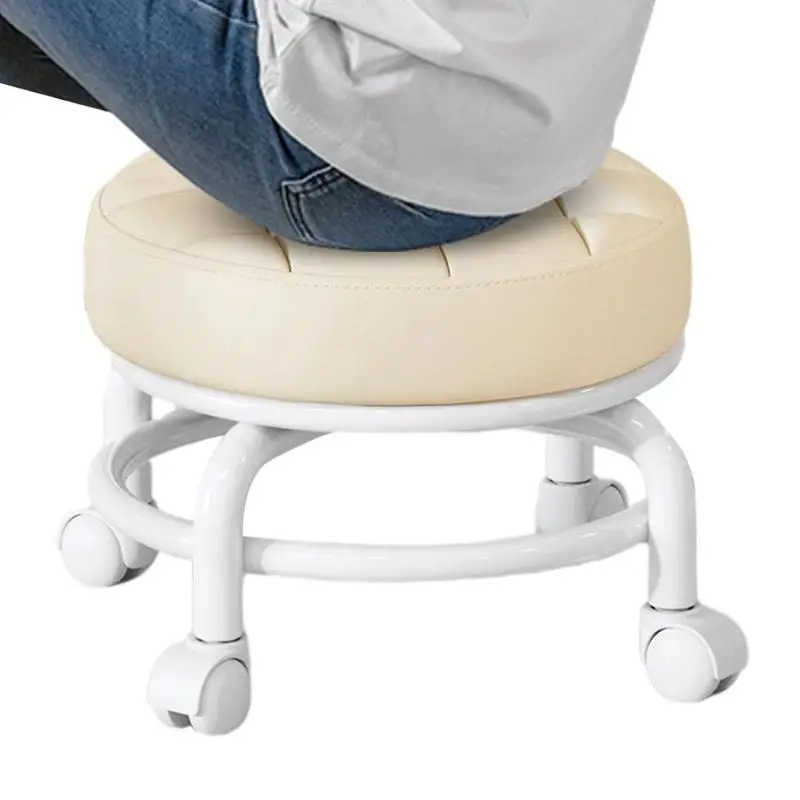 Pulley Low Stool Universal Wheel Small Stool Seat with Wheels children Multi-functional Shoe Changing Stool round Stool image 3