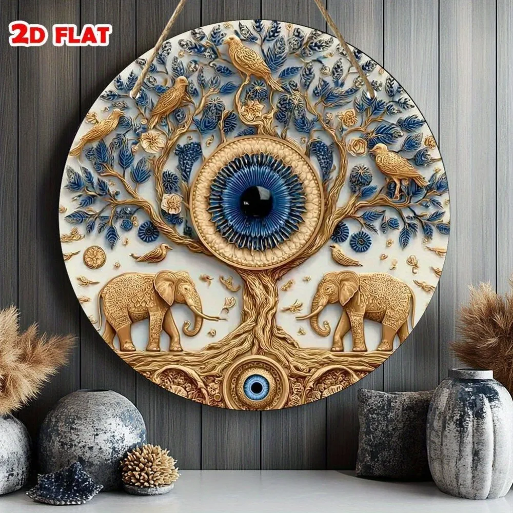 Vintage Tree of Life Aluminum Wall Art 8 Inch Waterproof Durable Decor for Home Kitchen Studio Cafe Farmhouse Bedroom