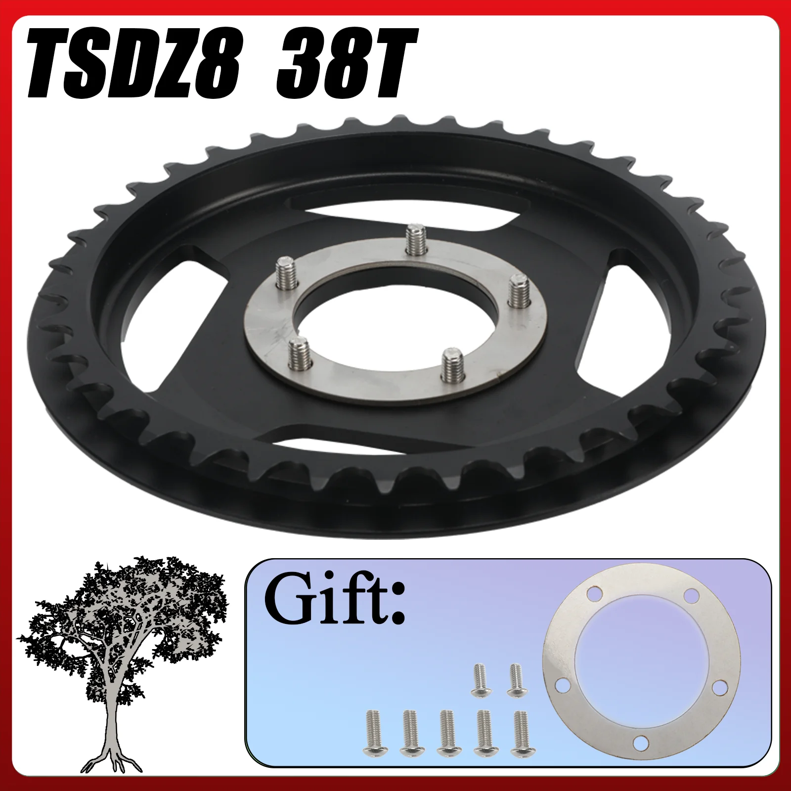 Powallon 38/42T Offset Chainring with Integrated Guard for
